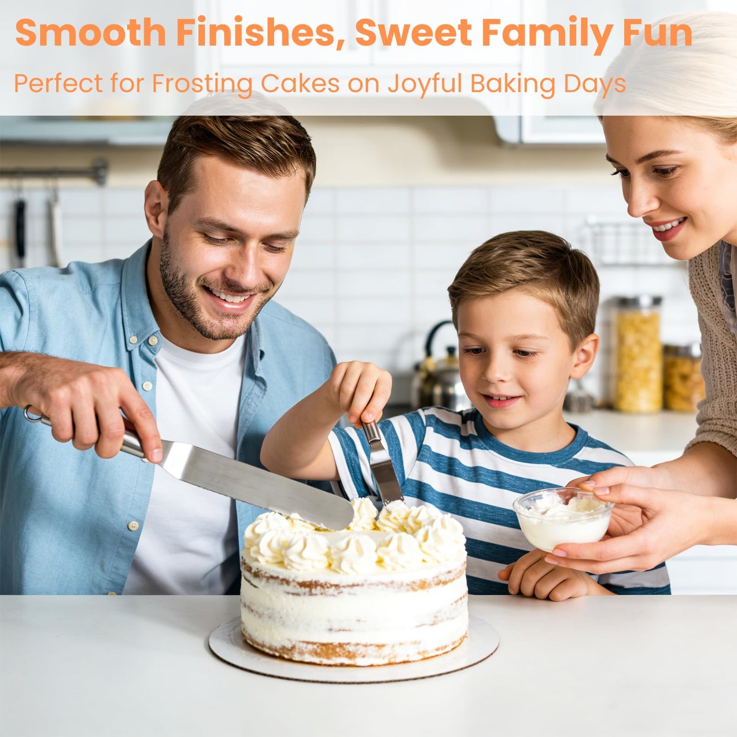 Hacaroa Set of 5 Angled Icing Spatula with 3 Cake Scraper, Offset Spatula with 4, 6, 8, 10, 12 Inch Blades Stainless Steel for Cake Frosting, Decorating, Baking, Ergonomic Handle, 5 Sizes