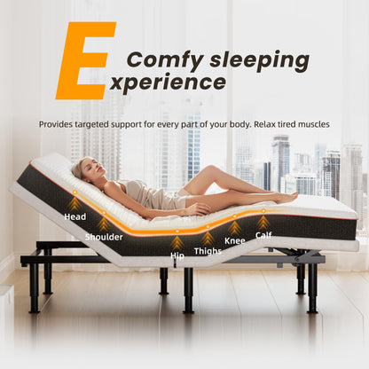 Yireehome Electric Full Size Adjustable Bed Frame with Wireless Remote, USB, Head & Foot Incline, Underbed Lighting, Heavy Duty Platform - Easy Assembly, Zero Gravity, Quiet Motor - Metal BedFrame