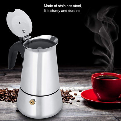 Stainless Steel Moka Pot Espresso Coffee Maker, Portable Electric Heating Espresso Maker for Home Office Use