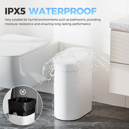 jinligogo 2 Pack 5 Gallon Bathroom Trash Can with Lid, Automatic Motion Sensor White Trash Can, Touchless Slim Waterproof Garbage Bin for Kitchen, Bedroom, Office, and Bathroom