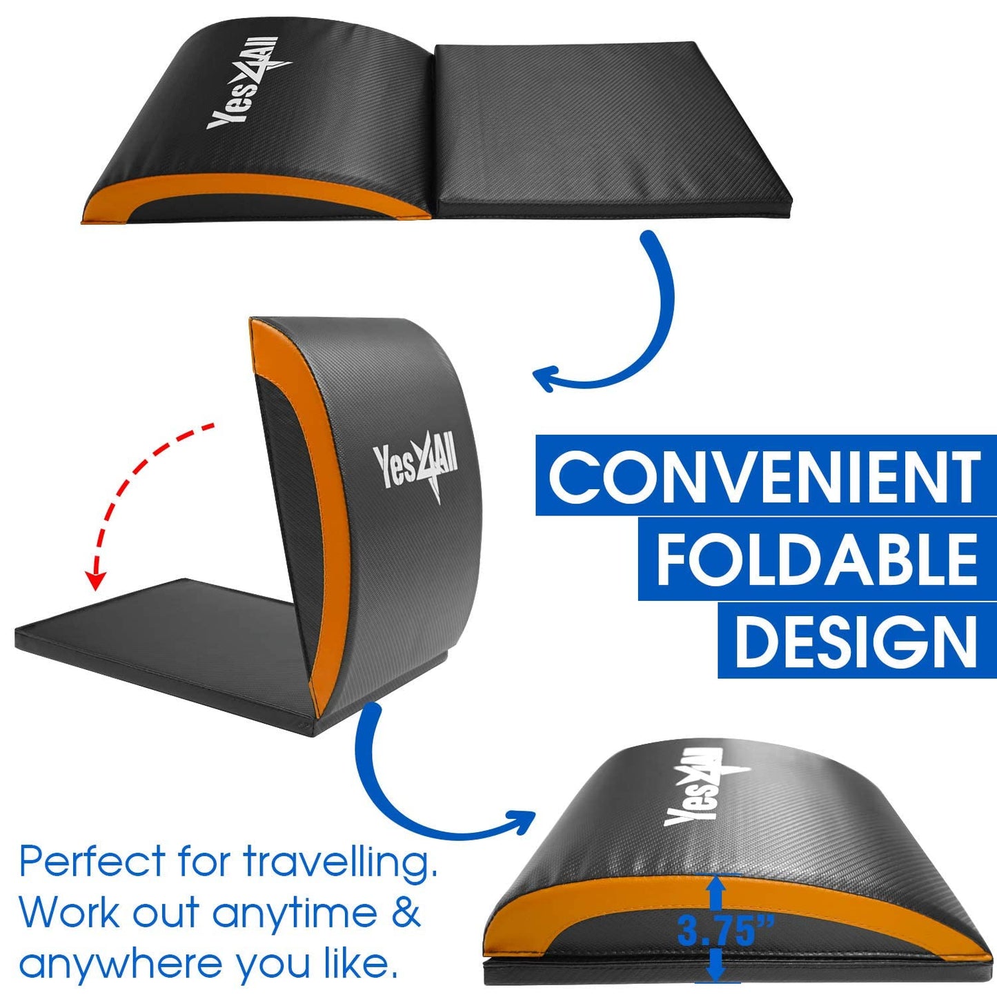 Yes4All Ab Exercise Mat Tailbone & No Tailbone, Foldable Abdominal Sit Up Support Pad, Abs Workout Equipment for Core Training and Lower Back