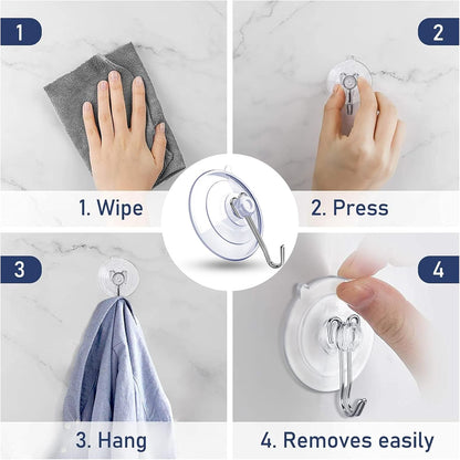 Suction Cup Hooks 15 Pack, 1.77 Inches Clear Suction Cup Hooks for Glass Window Decor, Shower Bathroom, Reusable PVC