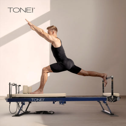 Tone Fitness Foldable Pilates Reformer – Portable Pilates Machine with Adjustable Resistance Bands, Smooth Glide Carriage & Full-Body At-Home Pilates Workout Equipment