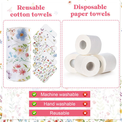 IANFEPH 36 Pcs Reusable Paper Towels Roll Paperless Cotton Cloth 9.8" X 11" Washable Kitchen Towel Absorbent Soft Flannel Reusable Hand Napkin for Home Bathroom Cleaning Household Dishcloth