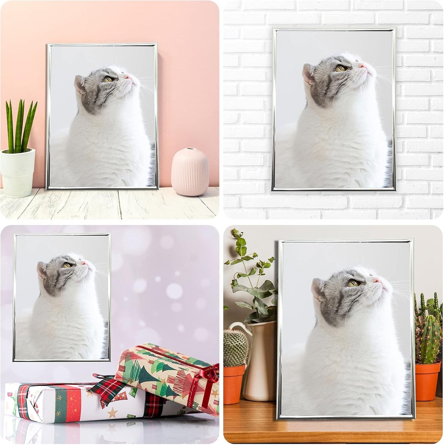 DECANIT 3.5x5 Metal Picture Frame, Thin Profile Photo Frame for Wall or Tabletop, Silver