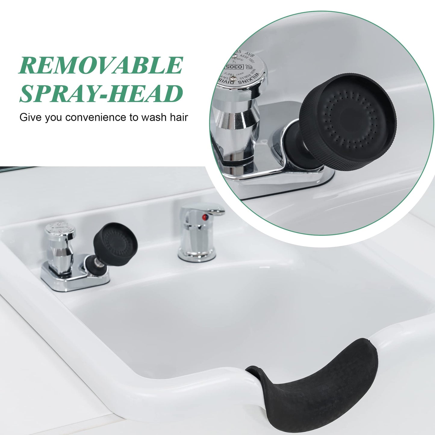 BarberPub Backwash Shampoo Bowl Sink Chair Station with Mirror Salon Styling Cabinet Spa Equipment 3130 (White)