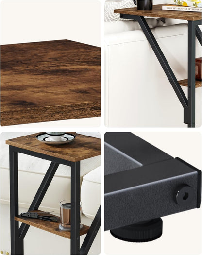 NEFROM ET-D-BR1 C-Shaped End Table, Small Couch Side Table, Sofa TV Tray Table for Living Room, Bedroom, Bedside