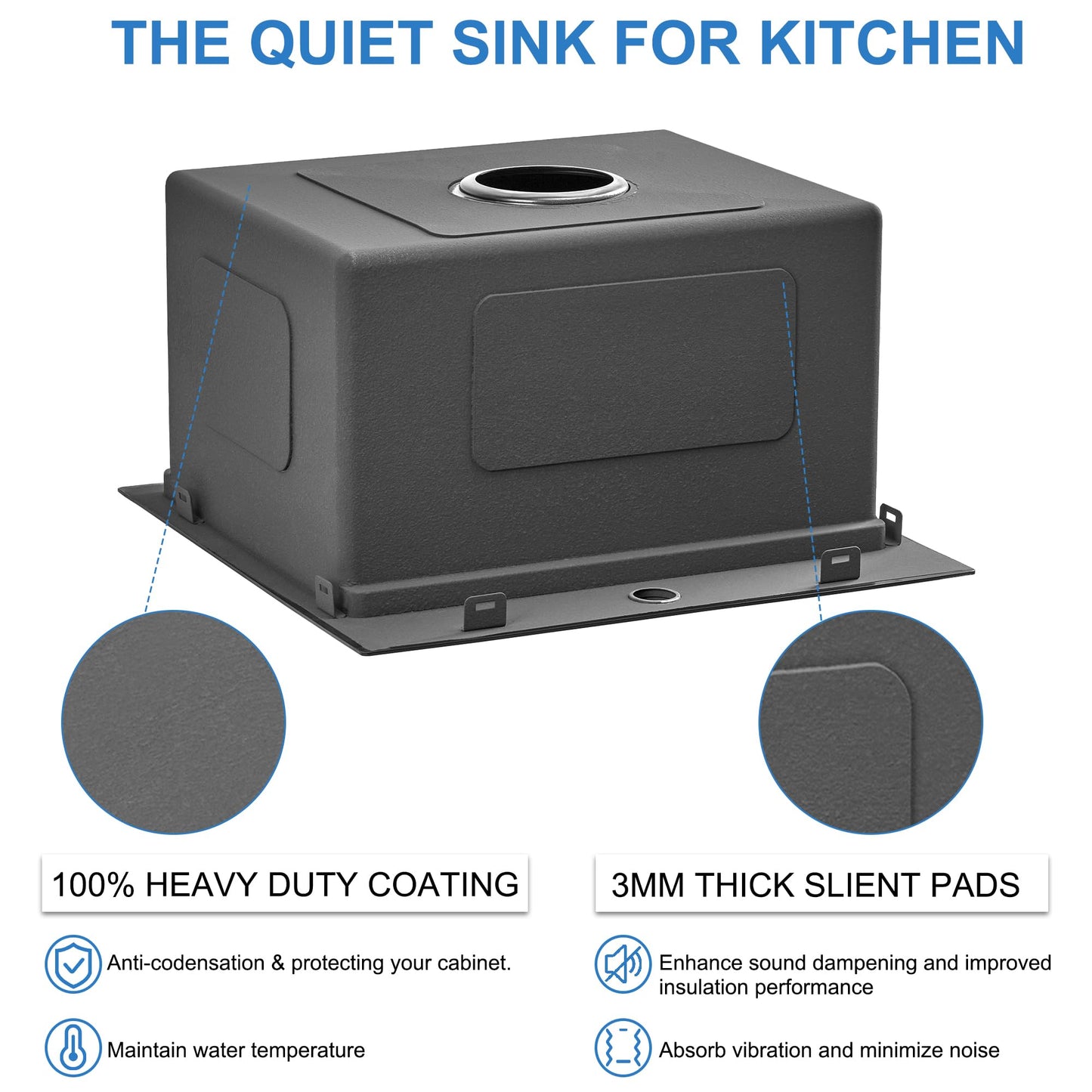 Scamall 18x18x10 Drop In Kitchen Sink Workstation, Brushed Silver 304 Stainless Steel Single Bowl with Quick Drainage & Tarnish-Free Surface for Bar, RV, Includes Accessories
