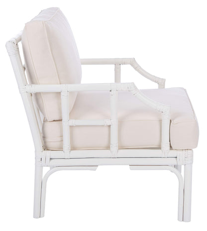 Safavieh Home Kazumi Coastal White Rattan Cushion Accent Chair (ACH6508A)