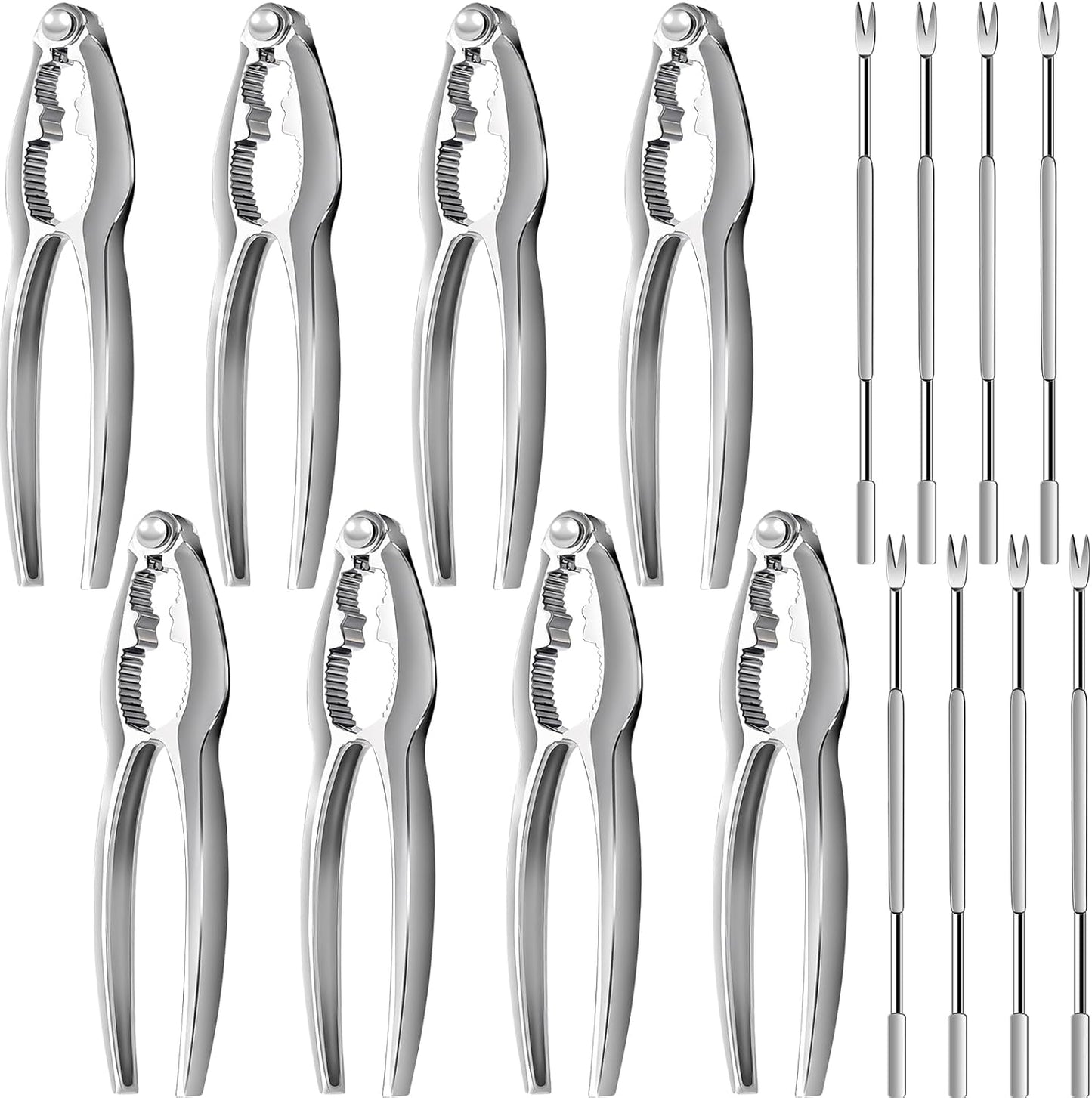 WHDLQFL 16 Pack Set, Lobster Crackers and Picks Crab Leg Cracker Tools, Stainless Steel Seafood Crackers & Forks