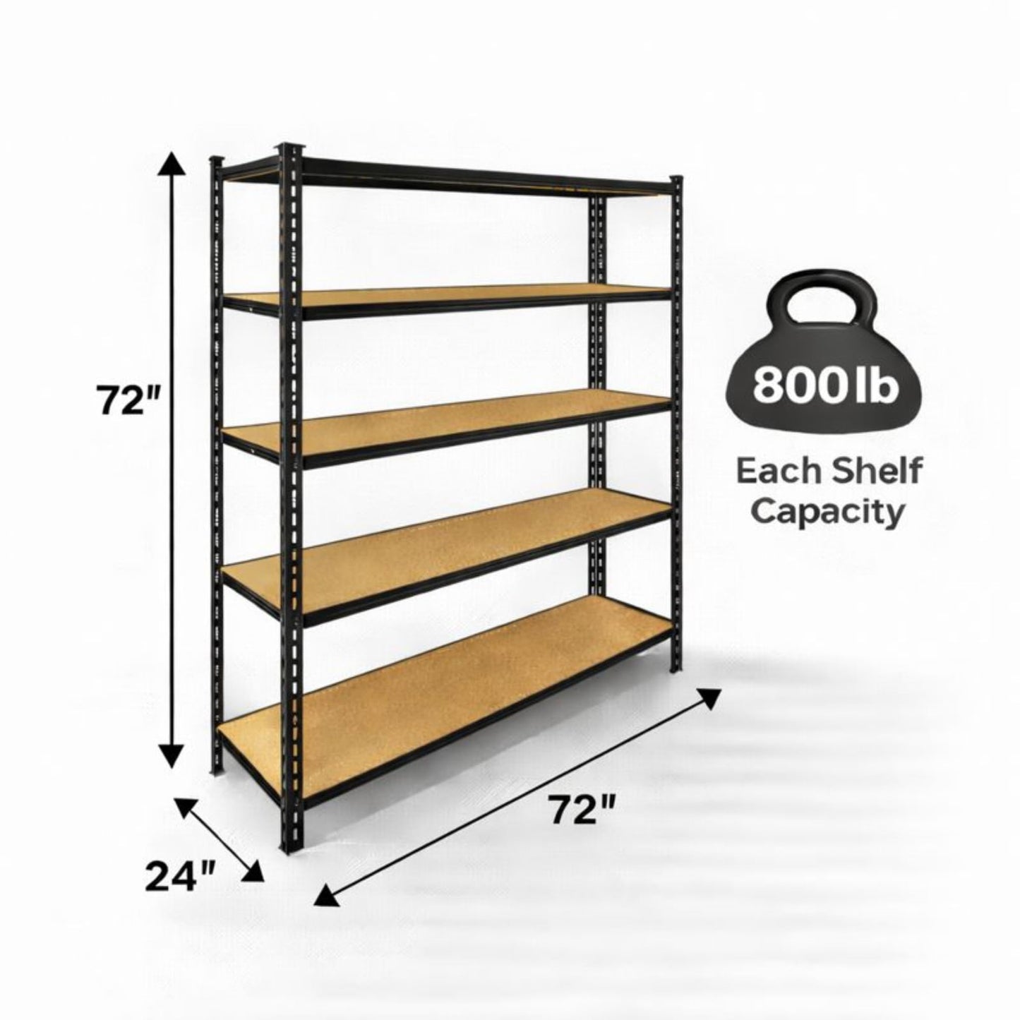 PRO&Family 24"x 72"x 72" 5 Shelves Heavy Duty Shelving Unit - Industrial Garage Storage Rack Z- Beam Storage Shelf Shelf Organizer Metal Wood Storage Shelves System