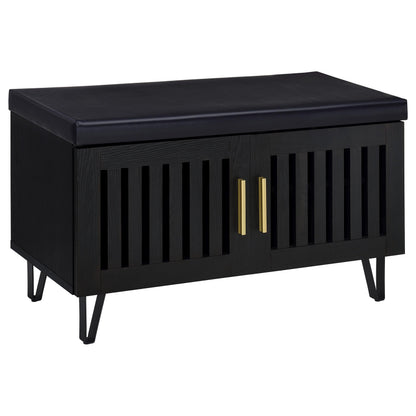 Coaster Home Furnishings Brixton 2-Door Padded Entryway Shoe Storage Bench Black