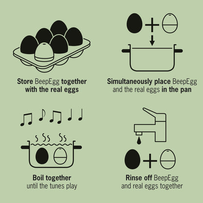 One World BeepEgg – Egg Timer for Boiling Eggs – Musical Egg Cooker for Soft, Medium, Hard Boiled Eggs – Food Safe – Singing Floating Egg Timer – Egg Cooker for 3 Levels of Doneness - Brainstream