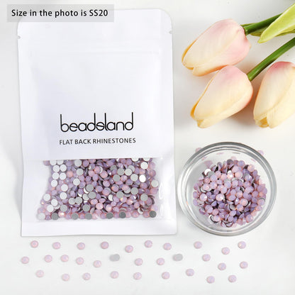 Beadsland 1440pcs Flat Back Crystal Rhinestones Round Gems for Nail Art and Craft Glue Fix, Light Rose Opal, SS20, 4.6-4.8mm