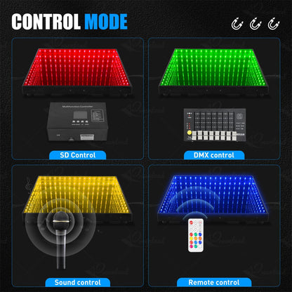 MOKA SFX Infinity Led Dance Floor Panels Mirror 3D Effect Magnetic Connect 8x8ft 25PCS/LOT