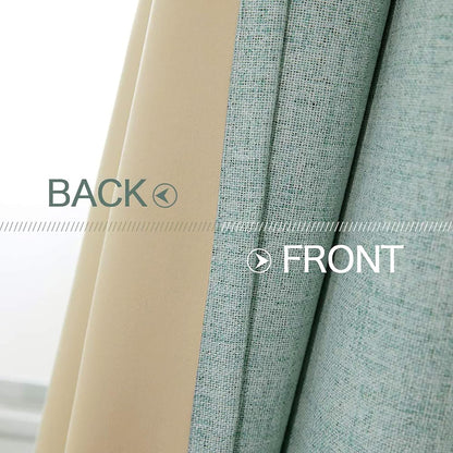 MIULEE Blackout Curtains - 100% Thermal Insulated Linen Texture - Seafoam Green | 52x108 Inch (2 Panels)