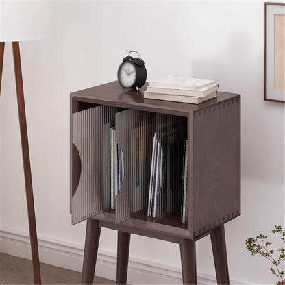 XJOYSL7921 DVD Storage Storage Rack Home Wooden Vinyl Record Storage Cabinet with Legs Display Rack for Albums Books Magazines CD Rack Tower