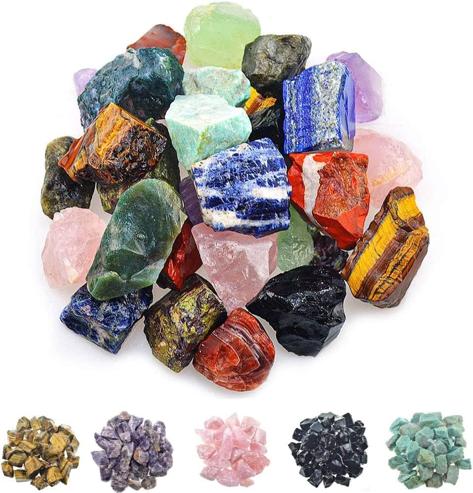 1 lb Bulk Assorted Stones - Large 1" Natural Raw Stones Crystal for Tumbling, Decoration, Polishing