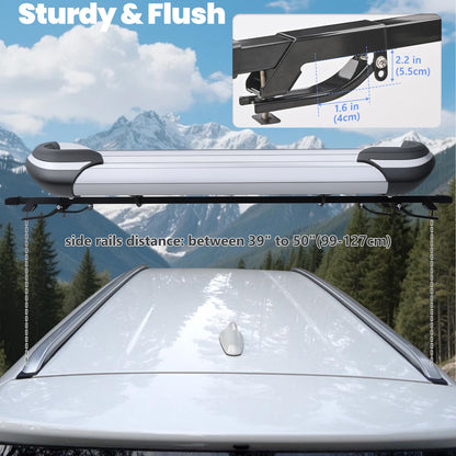 Roof Basket,Anti-Rust Aluminum Roof Basket,Universal Rooftop Cargo Carrier,Suitable for roof Racks, Equipped with crossbars,55“x39”x6“,250lb Supports,Medium Version (Silver)