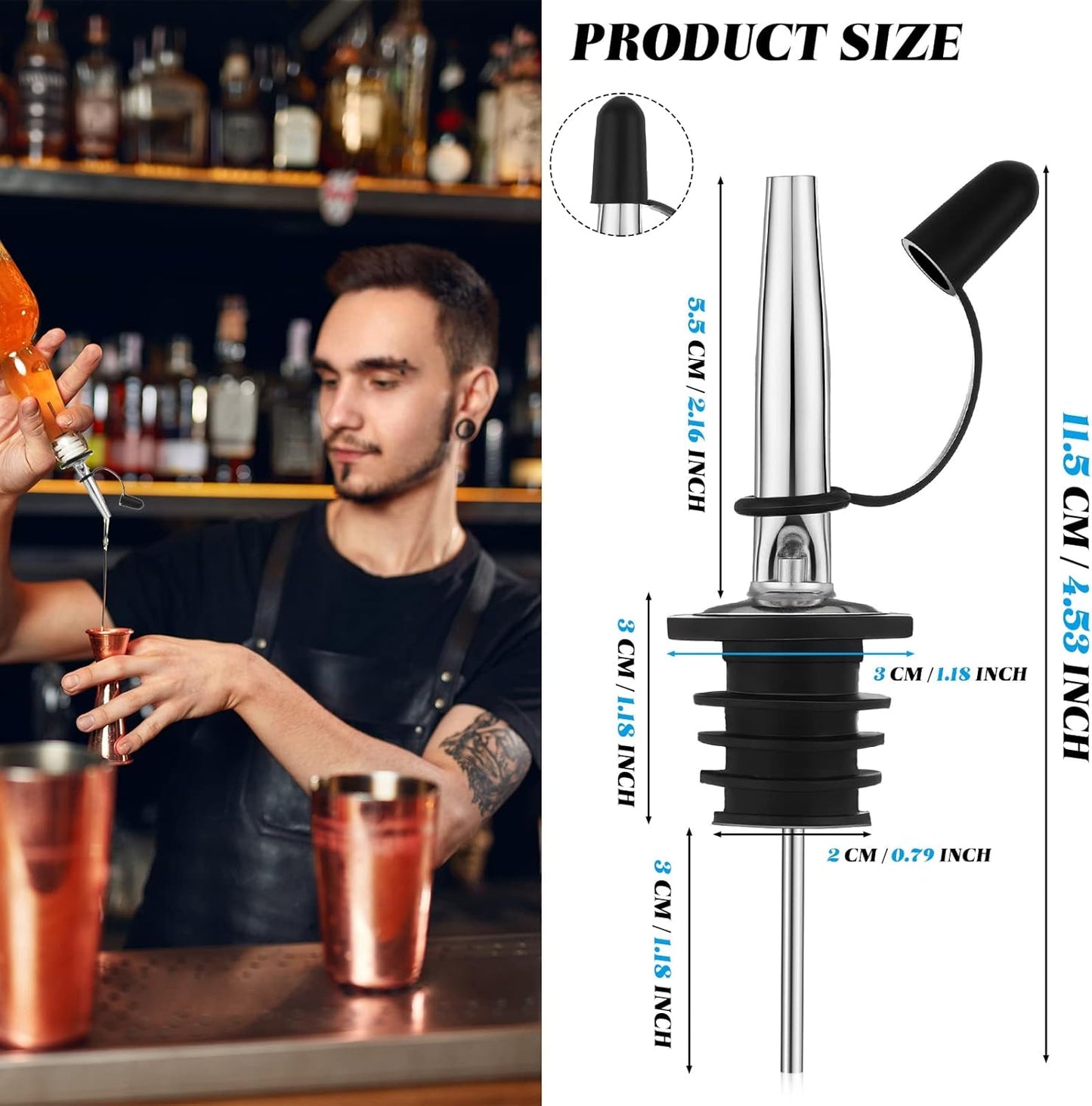120 3/4 Inch Epakh Pieces Liquor Pour Spout for Bottles Bulk, Stainless Steel Speed Liquor Spout Wine Alcohol Pourers