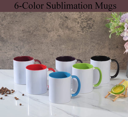 ABBSH Ceramic Sublimation Mugs, 11oz, 12Pack, Assorted Colors, Microwave Safe, Dishwasher Safe