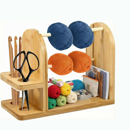 Crochet Yarn Holder, Double Rotating Portable Wooden Yarn Ball Dispenser With Non-Slip Base For Knitting Crocheting, For Mothers, Elders, Women, And Knitting Enthusiasts (1 Pcs)