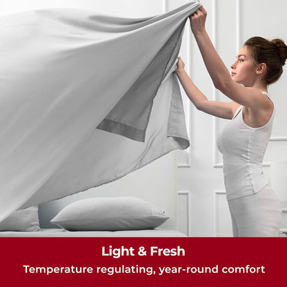Mellanni Twin Sheets Set - 3 PC Iconic Collection | Hotel Luxury, Extra Soft & Cooling - Light Gray