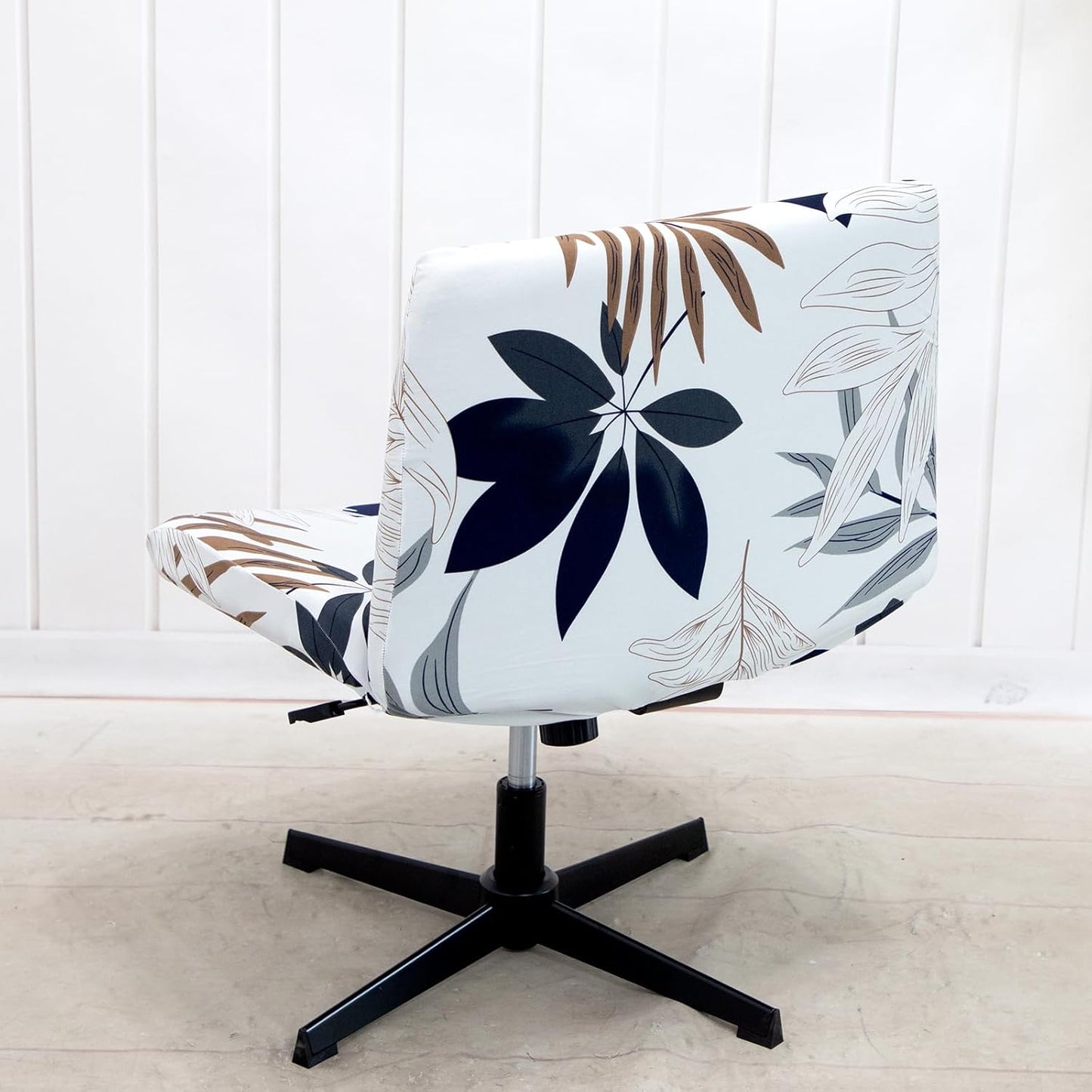 LiveGo Armless Chair Slipcover, Knitted Jacquard Modern Cover for Wide Seat Computer Task Chair