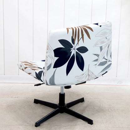 LiveGo Armless Chair Slipcover, Knitted Jacquard Modern Cover for Wide Seat Computer Task Chair