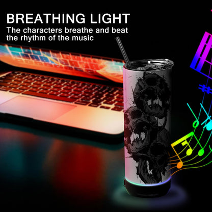 sweet grain Music Speaker Tumbler(4Pack) - Sublimation Tumbler 20 oz Skinny Straight with Speaker, Straw & USB Charging Cable, Sublimation Speaker Cups - Black