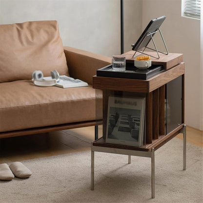 rG5iVb0 CD Storage Rack Retro Minimalism Wooden Vinyl Record Rack Side Cabinet with Sliding Glass