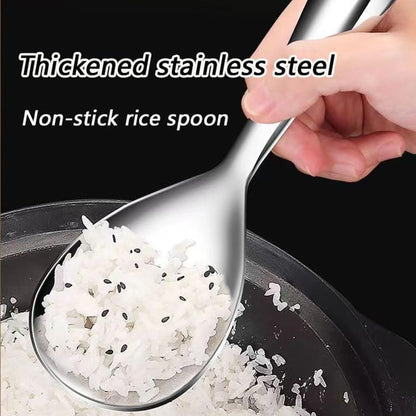 Comicfs Rice Paddle Spoon 304 Stainless Steel Thickened Rice Spoon Rice Spatula Non Stick Rice Scooper for Rice Mashed Potato Salads, Apply for Kitchen Home Restaurant Hotel Serving (1Pc, Bright)
