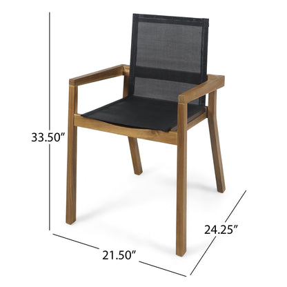 Christopher Knight Home Zion Acacia Wood Outdoor Dining Set for 6, 7 Piece Patio Dining Table and Chair Set, Wooden Outdoor Dining Armchair and Table Set, Teak+Dark Grey