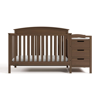 Graco Benton 4-in-1 Convertible Crib and Changer – GREENGUARD Gold Certified, Crib & Changing Table Combo, Water-Resistant Changing Pad, Converts to Toddler Bed, Daybed and Full-Size Bed (Hazelnut)