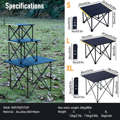 iClimb 1 Light Folding Table and 2 Ultralight Anti-Sinking Folding Chair Bundle for Two Adults Outdoor Camping Beach Concert