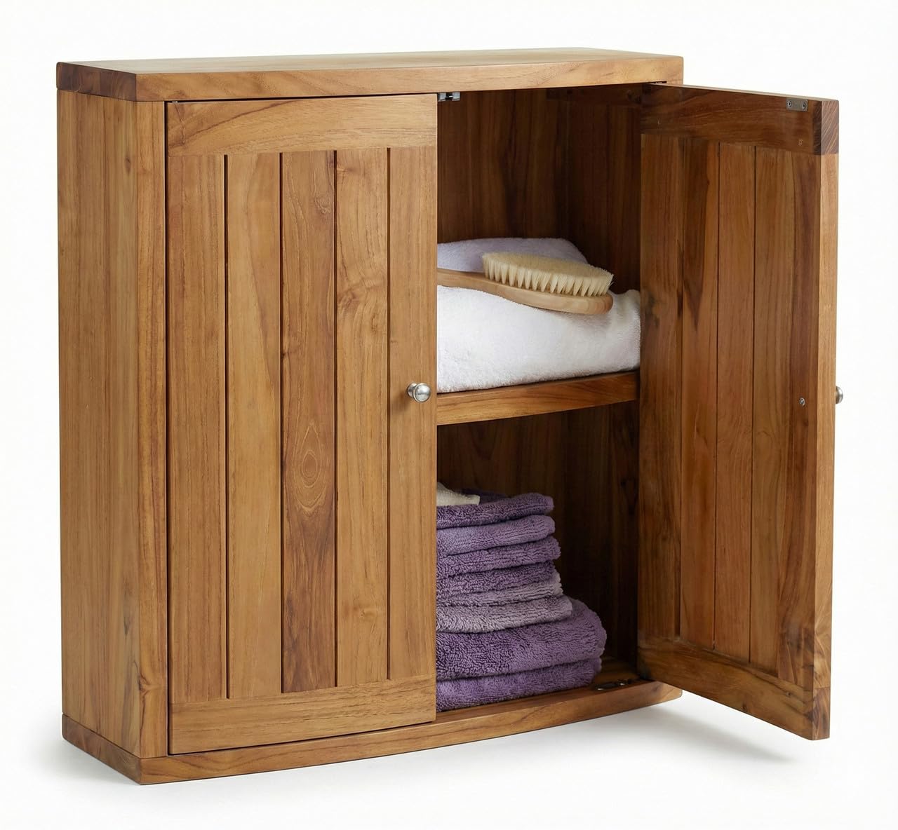 AquaTeak Manada Wall-Mounted Teak Storage Cabinet with Doors