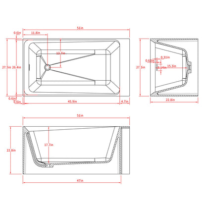 GDFStudio 51" Solid Surface Freestanding Bathtub, Matte White Resin Stone Soaking Tub with Overflow and Pop-Up Drain, Anti-Slip Stand Alone Deep Soaker Tub for Modern Bathroom Spa Relaxation