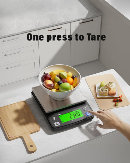 Polit KPT-EVO Digital Food Scale – 0.5g Precise Rechargeable Scale with Stainless Steel Tray, 13lb/6kg Capacity, Ideal for Baking, Coffee Brewing and Diet Tracking