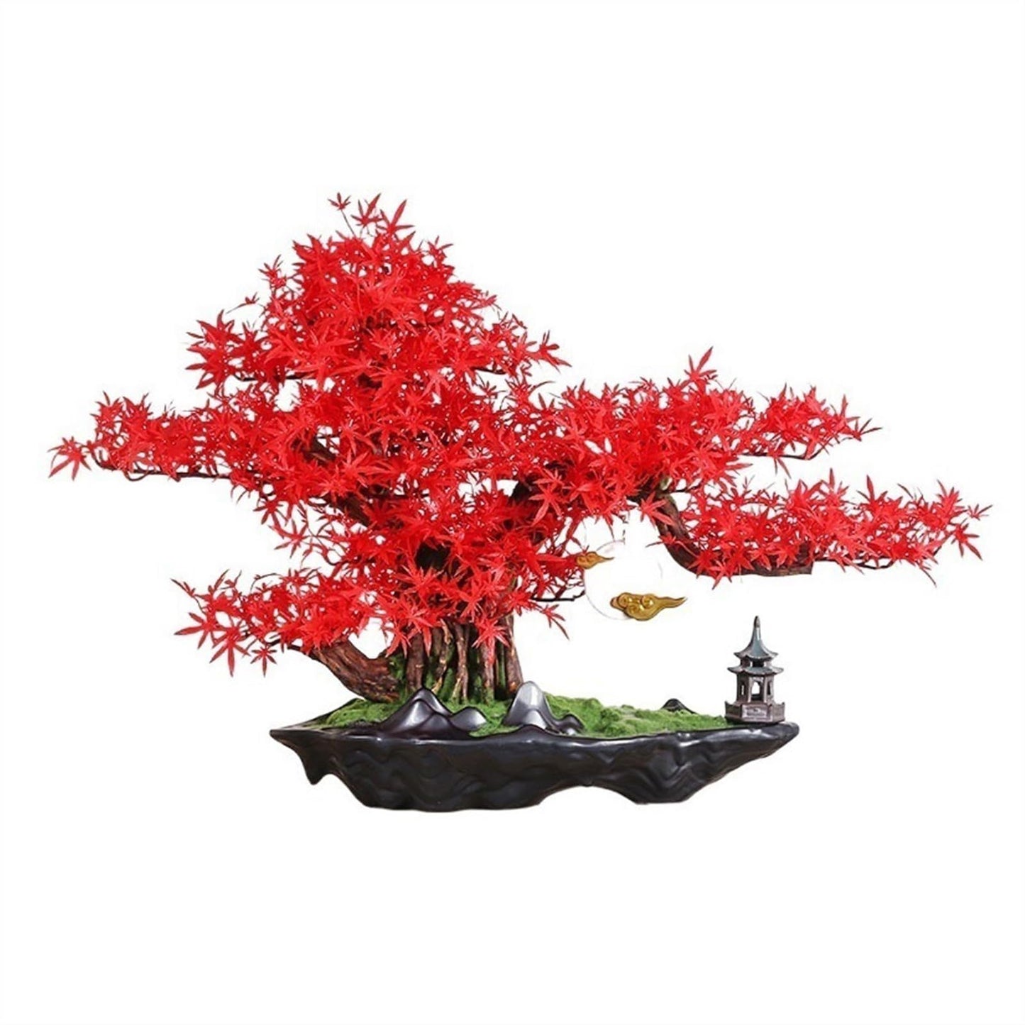 GRFIT Artificial Bonsai Tree Simulation Bonsai Hotel Living Room Desk Ornaments High-end Modeling Luxury Artificial Greenery Landscaping Artificial Tree Plant