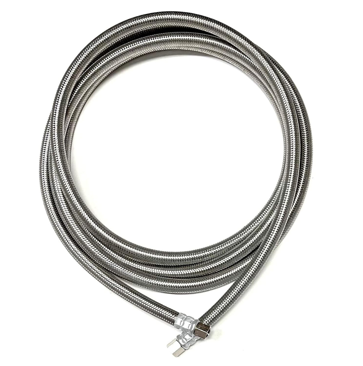10 FT Stainless Steel Braided Ice Maker Hose with 1/4" Comp Connection
