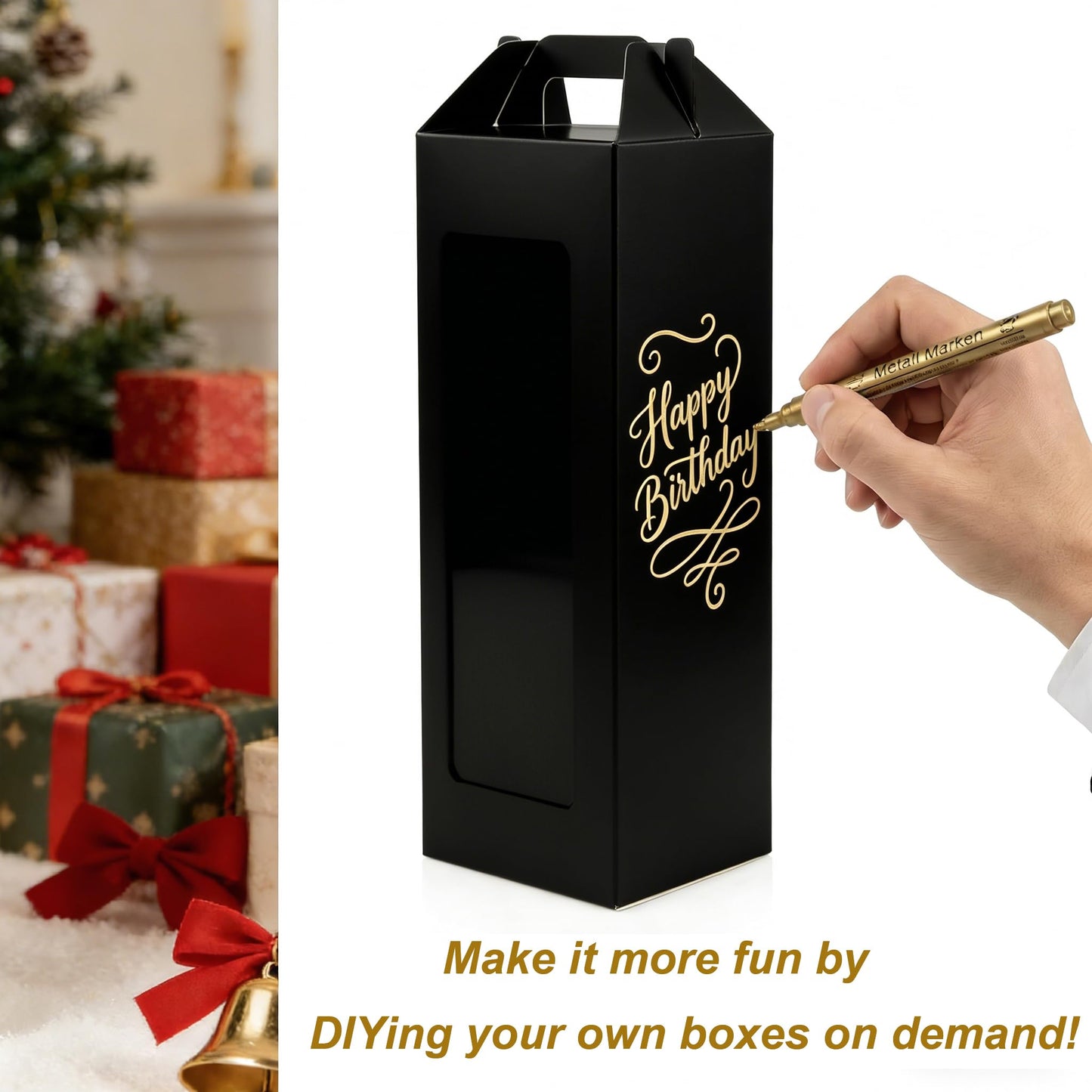 20Pcs Tumbler Gift Box with Handle for 18oz 20oz 30oz Sublimation Glass,Cup boxes for packaging 16oz, Drinking Cup Glasses Mug Can Blanks Tumbler Packaging Boxes with window for gifts(Black)