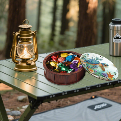 JZHYOAN Sea Turtle Diamond Art Snack Box with Lid for Home DIY Animal Diamond Painting Wooden Container Holder Gem Art Holder Box for Family Table Movie Snack Tray Organizer Storage Decor Craft