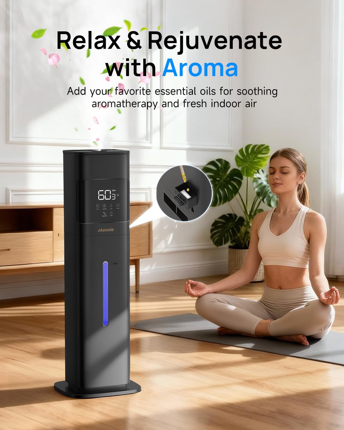 Akacozie Humidifiers for Bedroom, Humidifier Large Room, Black