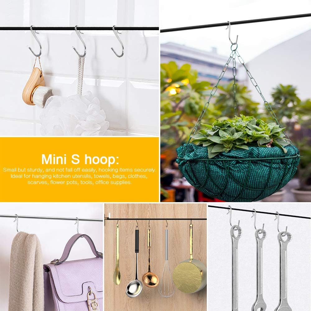 HNYYZL 30 Pack S Shaped Hooks - Stainless Steel Metal Hangers for DIY Crafts, Jewelry, Key Chains