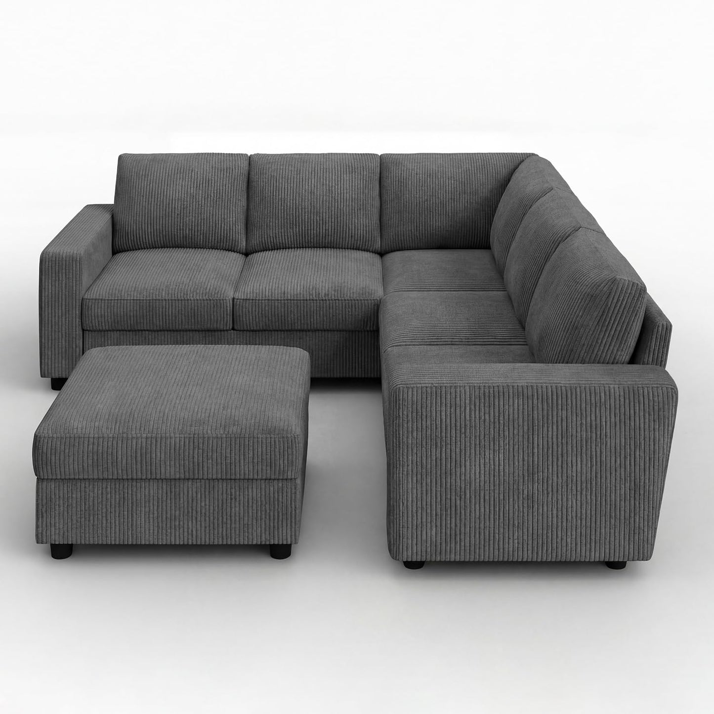 HONBAY Sectional Sofa with Storage 6 Seater L-Shaped Sectional Couches for Living Room, Grey