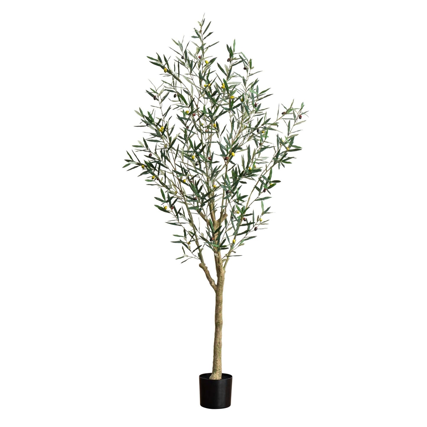 Nearly Natural Greco Olive Tree Artificial Indoor 7FT Tall Designer Ultra Realistic Thick Trunk Faux Olive Tree for Home and Office Decor, Fake Olive Tree with Olive Tree Branches and Lifelike Fruits