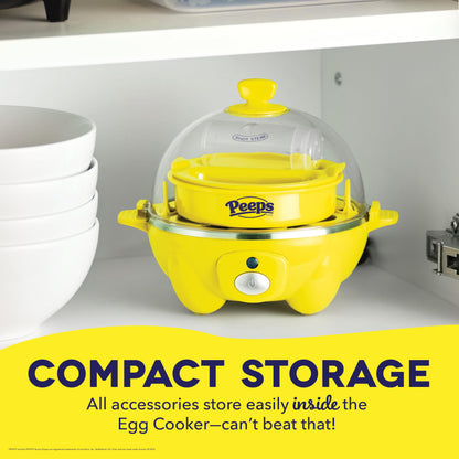 PEEPS & Dash Rapid Egg Cooker - Boiler, Poacher & Steamer - Includes Measuring & Recipe Guide - Dishwasher Safe - BPA Free - Holds 7 Eggs, Yellow