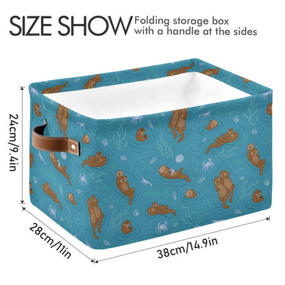 Storage Basket Cube Sea Animal Otter Coral Large Collapsible Toys Storage Box Bin Laundry Organizer for Closet Shelf Nursery Kids Bedroom,15x11x9.5 in,1 Pack
