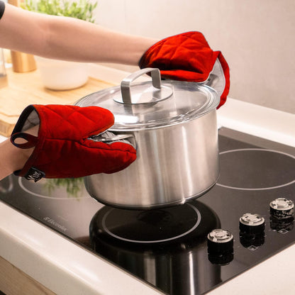 Oven Mitts Heat Resistant, Mini Silicone Gloves for Cooking, Kitchen Pot Holders & Oven Mitts Sets (Red Color)