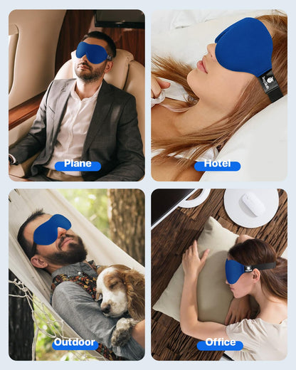 Sleep Eye Mask for Men Women, 3D Contoured 100% Blackout Eye Mask for Sleeping with Adjustable Strap, Soft and Comfortable Night Blindfold, Shade Cover for Travel Shift Work Nap, Black